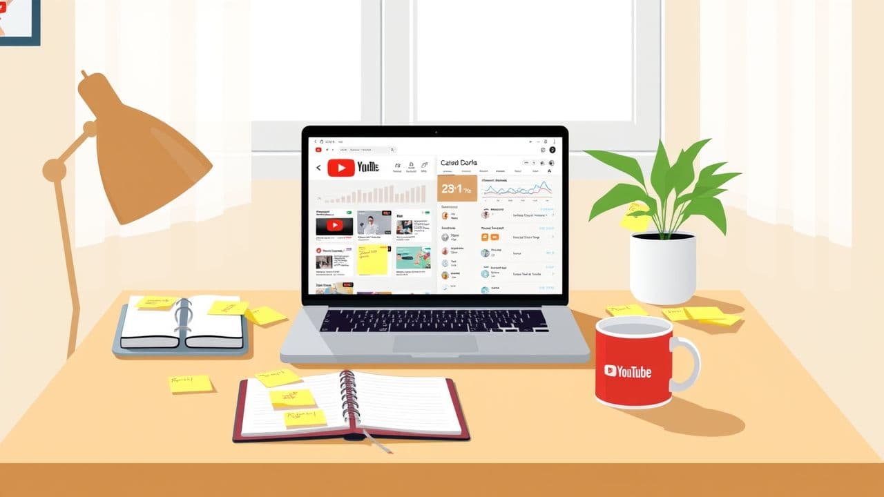 Een moderne thuiswerkplek met laptop, notities en koffie.