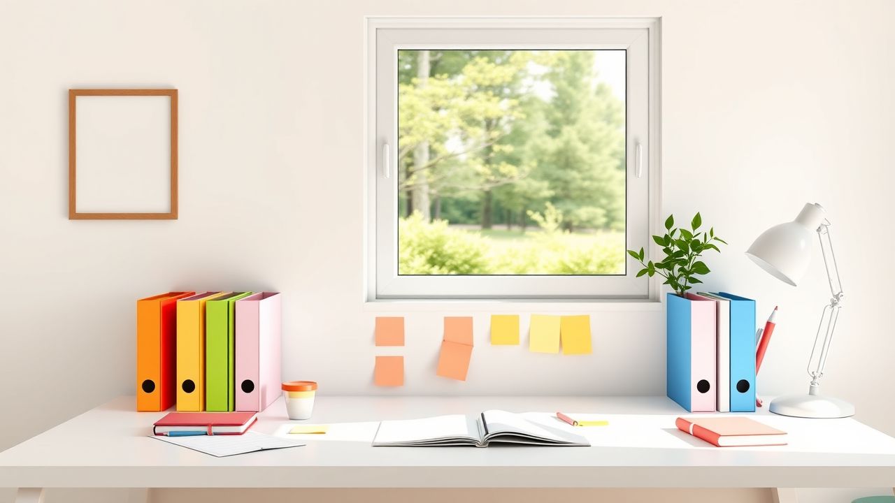 Een georganiseerd bureau met een studieplanning voor middelbare schoolstudenten. Een georganiseerd bureau met een studieplanning voor middelbare schoolstudenten.