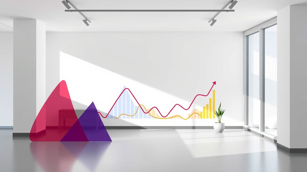 Een conceptuele voorstelling van financiële data in een strak kantoor.